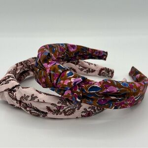 J. Crew Factory NWOT Floral Knot Headband Set - Pink and Brown